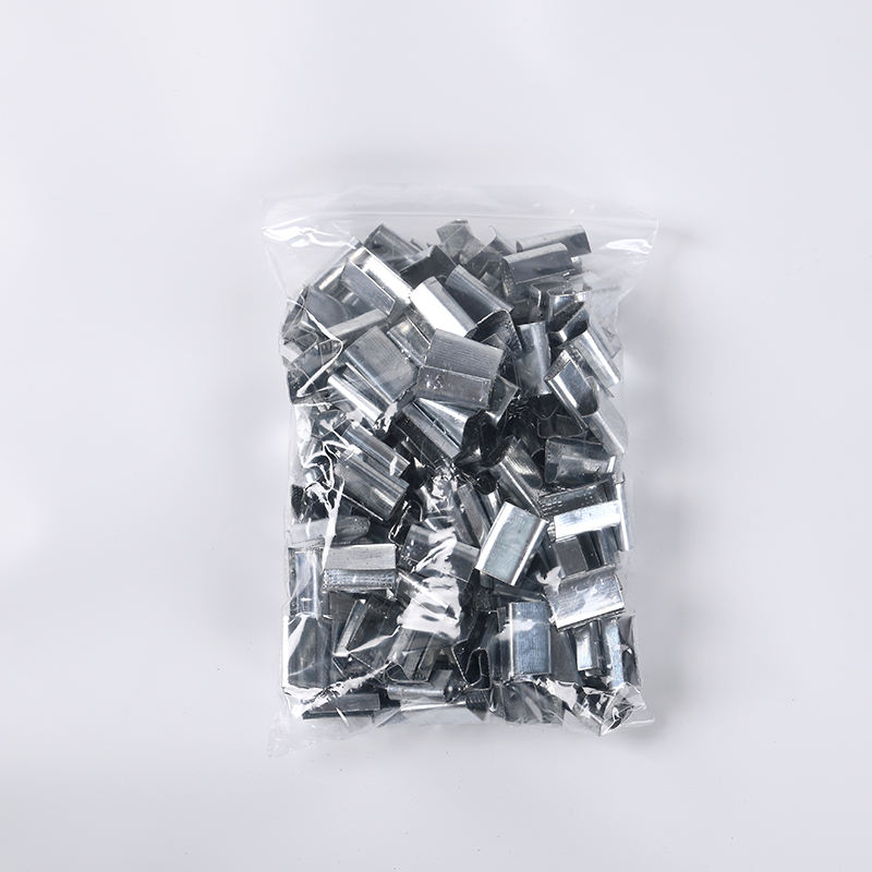 Hebilla de embalaje con clip metálico semiabierto de 16 mm para flejes de PET