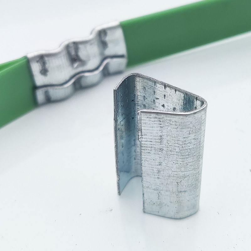 Hebilla de embalaje con clip metálico semiabierto de 16 mm para flejes de PET