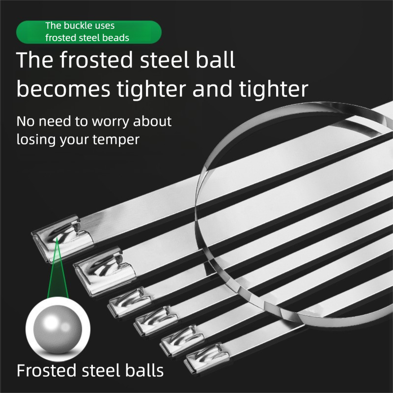  Bridas para cables de acero inoxidable 304 con mecanismo de autobloqueo. Bridas metálicas para bandejas de cables. Agrupación y gestión de cables resistentes a la corrosión. Protección anticorrosión de grado marino.