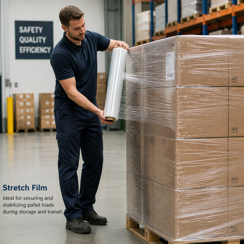 Fabricante de película estirable resistente al desgarro Lldpe película retráctil de color película plástica para envolver palés película estirable manual