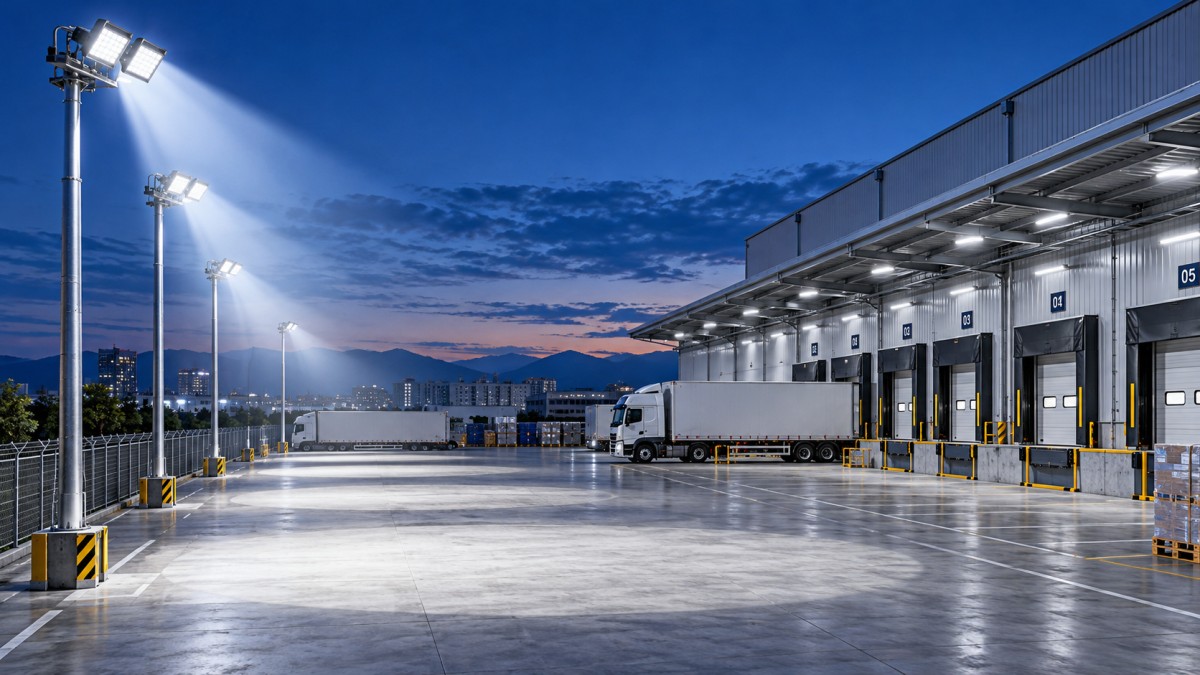 Choosing a beam angle for commercial flood lighting in loading yards Cómo elegir el ángulo del haz para la iluminación con proyectores comerciales en patios de carga