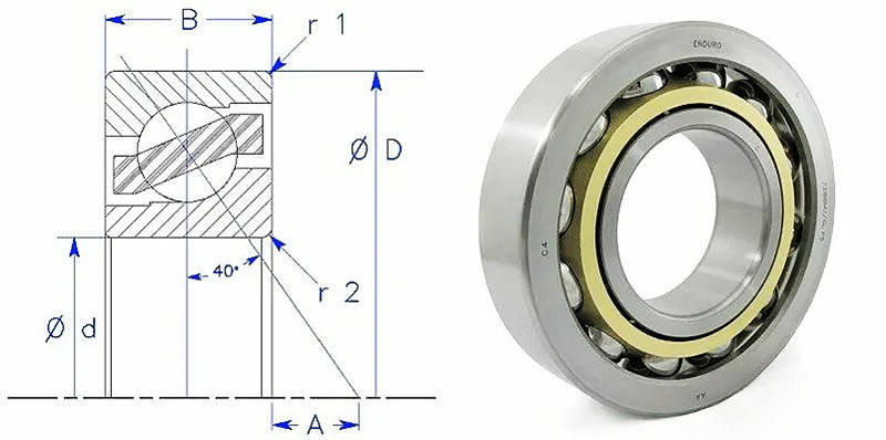 Hot Sale  Angular Contact Ball Bearings Single Row Ball Bearing