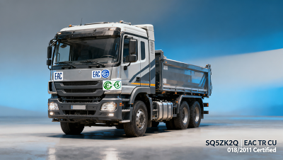 Which heavy duty trucks for sale in Russia comply with EAC TR CU 018/2011 and support local service networks?