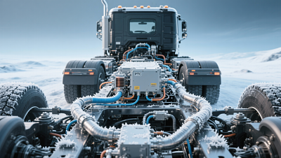 How do commercial truck manufacturers with electric models handle battery thermal management in sub-zero climates?