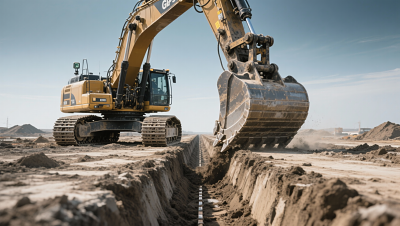 How much faster is pipeline trenching with GPS-guided excavators compared to traditional survey-and-mark methods?