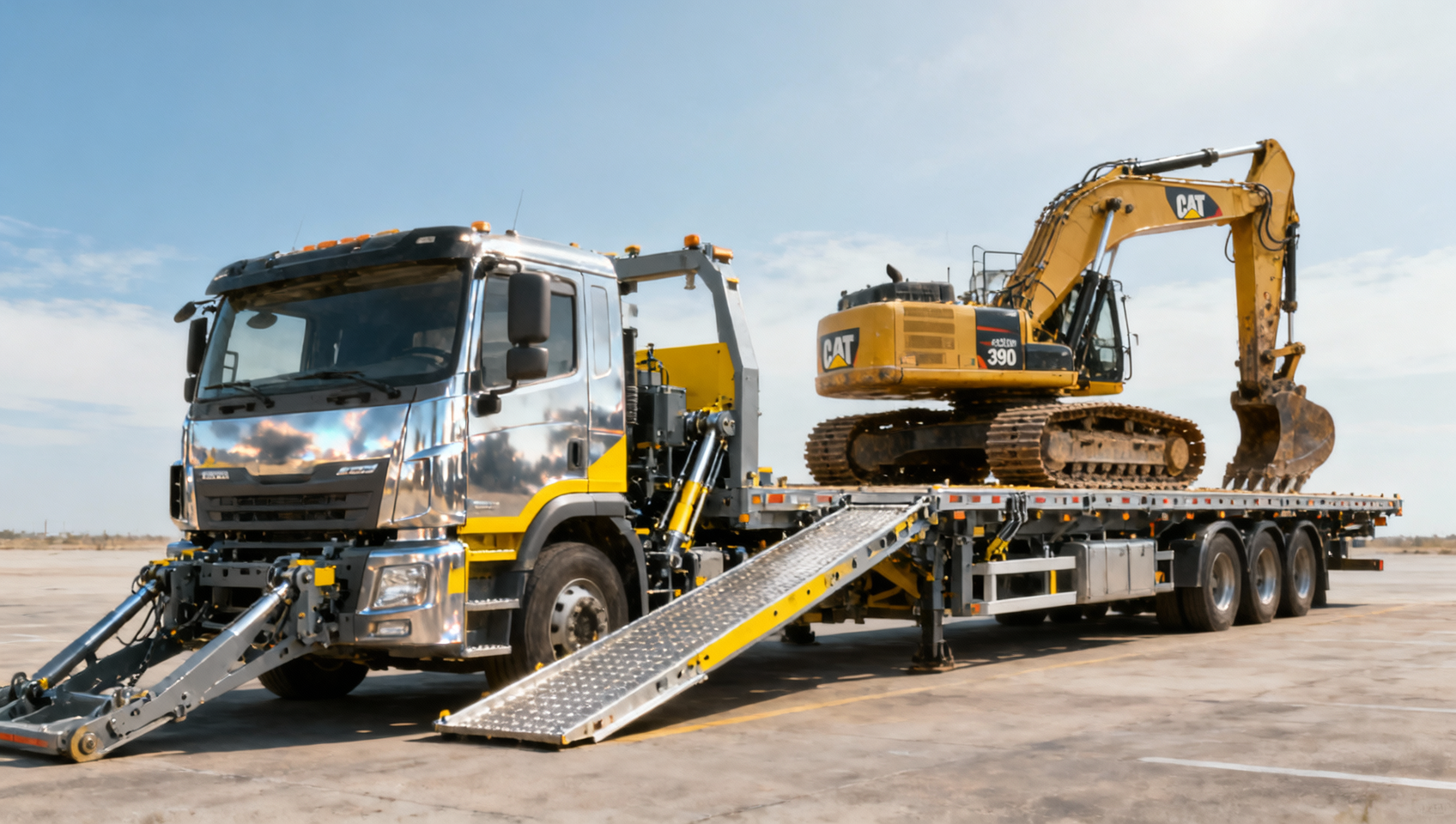 Construction machinery transport requires special lowbed trailer modifications—what they are