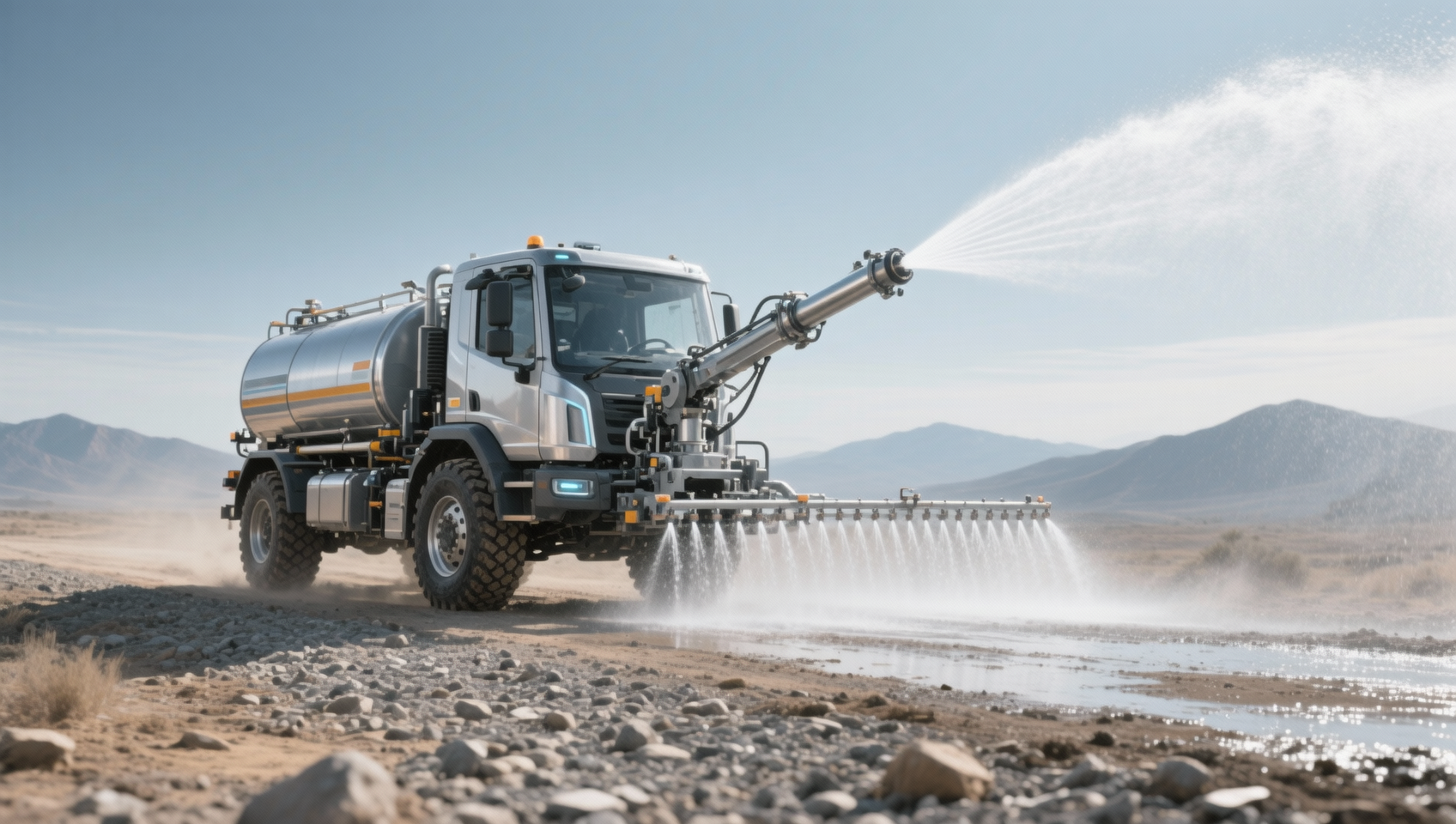 Water truck water loss exceeded 3.2% per hour on unpaved roads — does your spray pattern match terrain conditions?