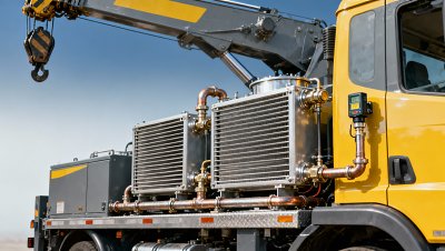 Truck crane hydraulic oil temperature rise correlates with boom cycle frequency — thermal data snapshot