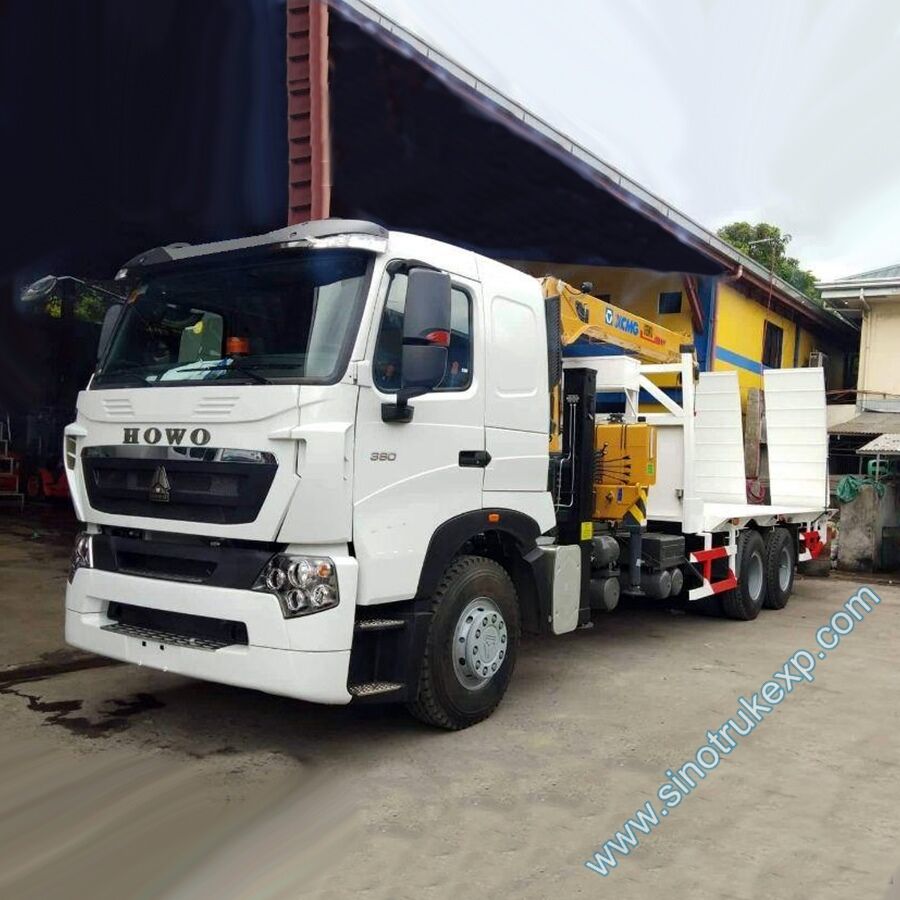 SINOTRUK HOWO A7 10 wheeler 6x4 380hp Self-loading Truck SQS125TLH-4 PHILLIPINES, SELF LOADER With crane
