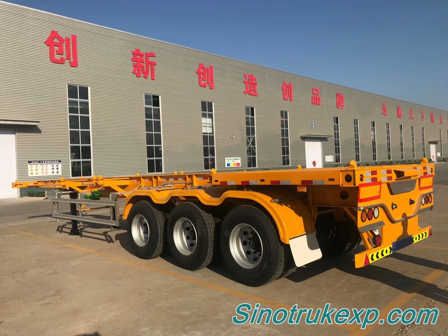 3 Axles 40FT Straight Frame Container Skeleton Semi Trailer