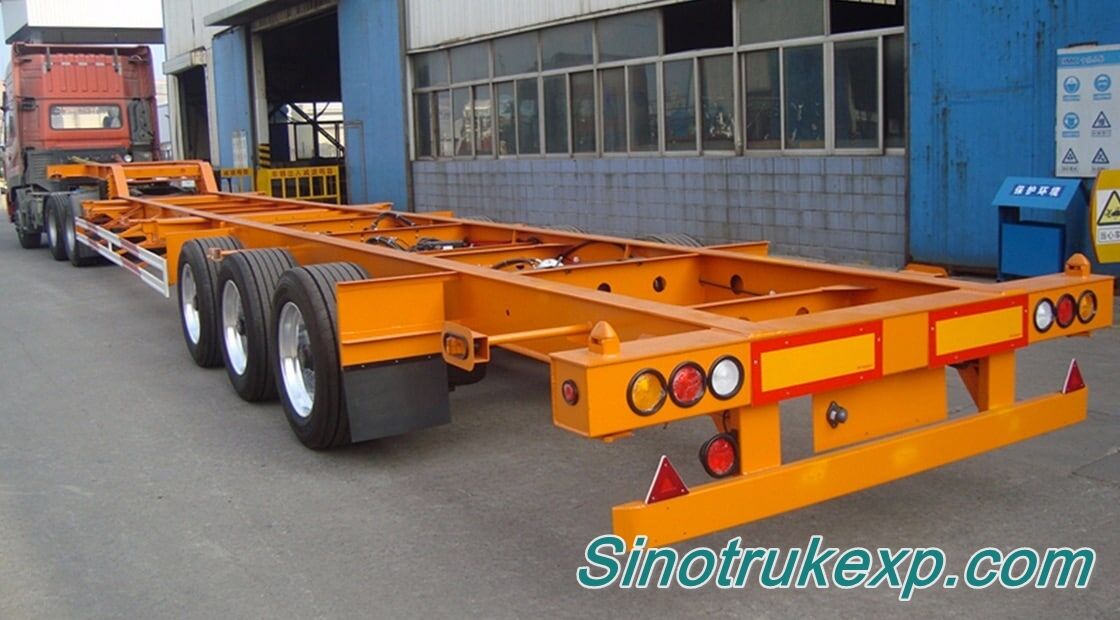 3 Axles 45FT Goose neck Container Skeleton Semi Trailer