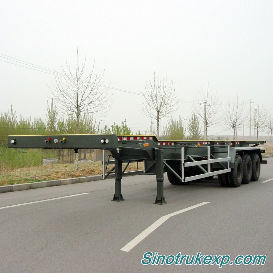 3 Axles 48FT Goose neck Container Skeleton Semi Trailer