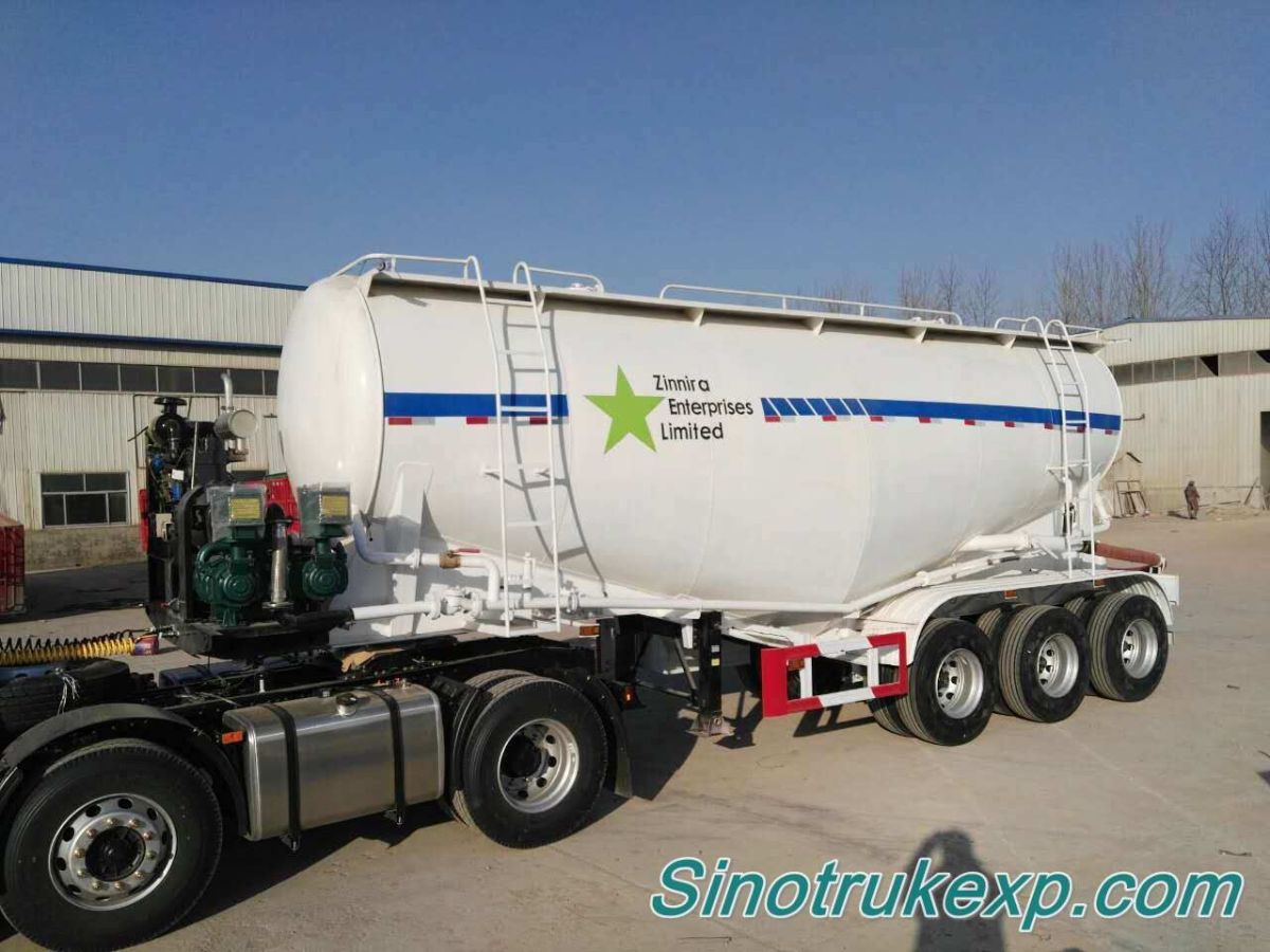 3 Axles Bulk Cement Tank Semi Trailer 55m³ W Type（