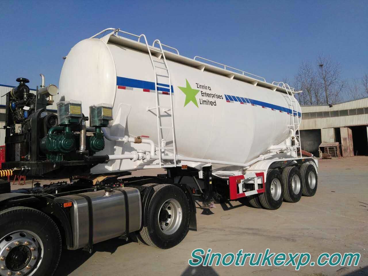 3 Axles Bulk Cement Tank Semi Trailer 55m³ W Type（Carbon Steel Tank)