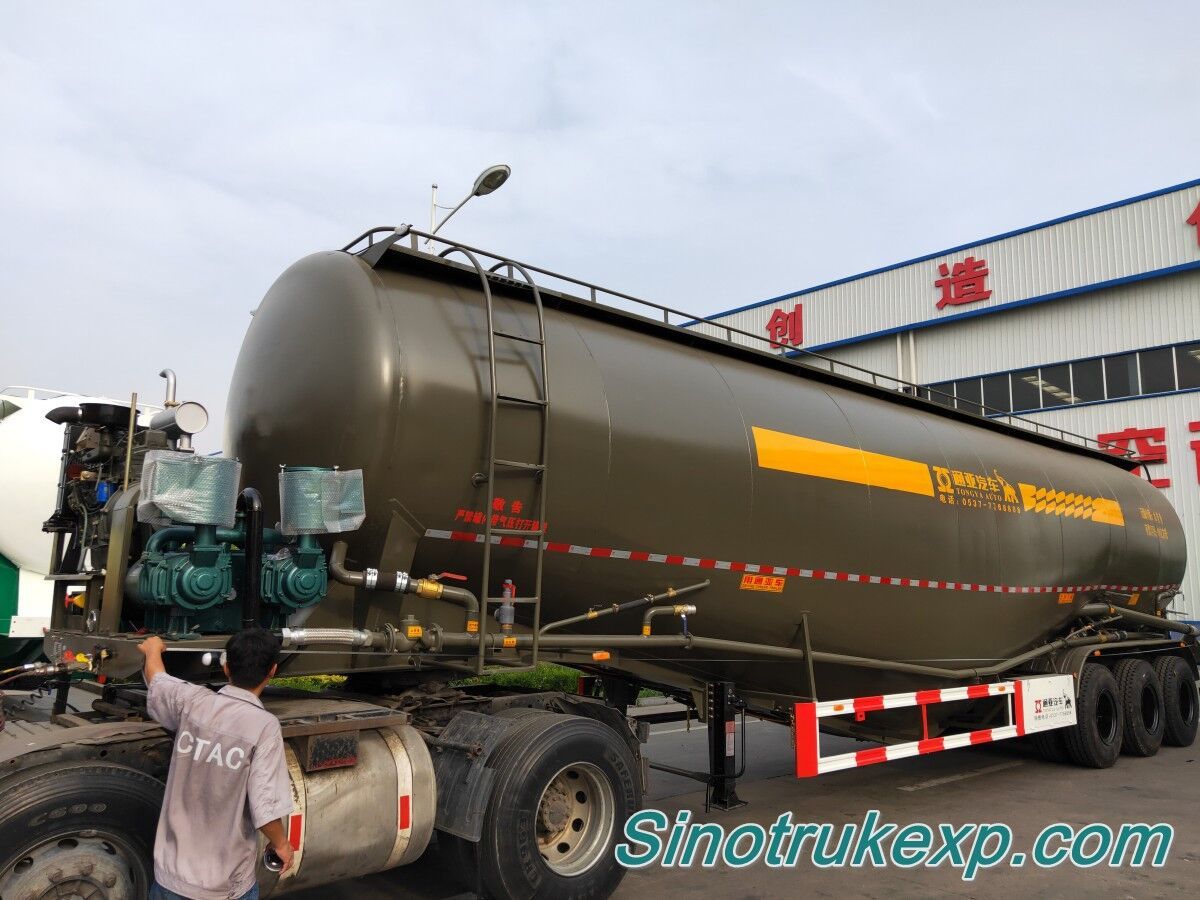 3 Axles Bulk Cement Tank Semi Trailer 69m³ W Type_