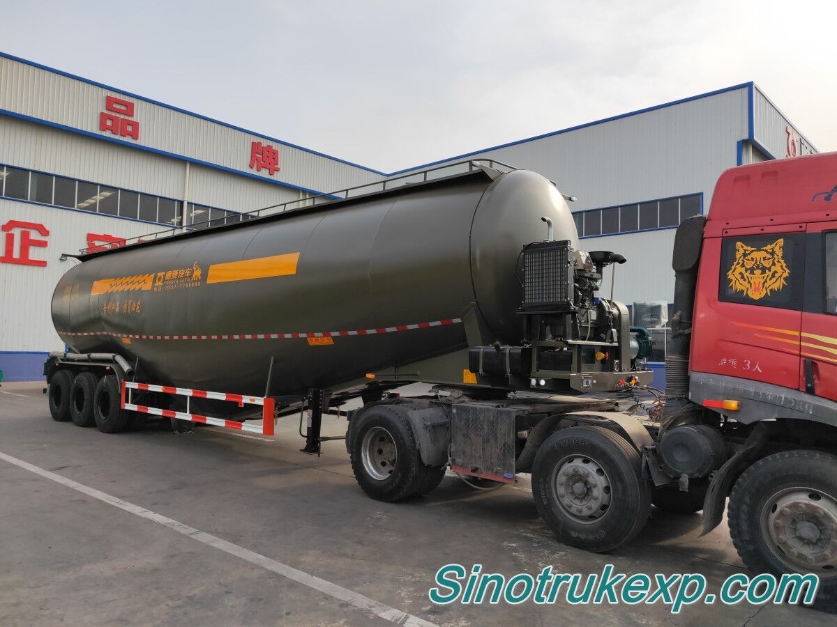 3 Axles Bulk Cement Tank Semi Trailer 69m³ W Type_