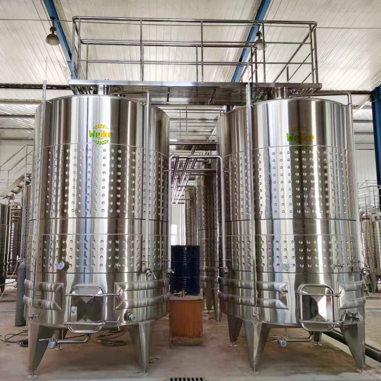 red wine fermentation tanks with cooling jacket