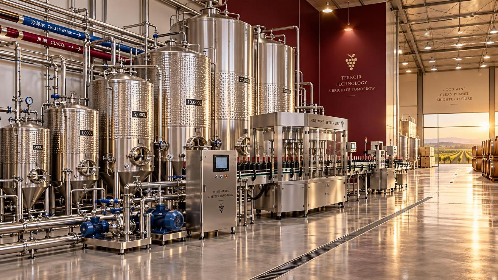 ¿Cuánto cuesta una línea completa de producción de vino a medida que aumenta la capacidad?