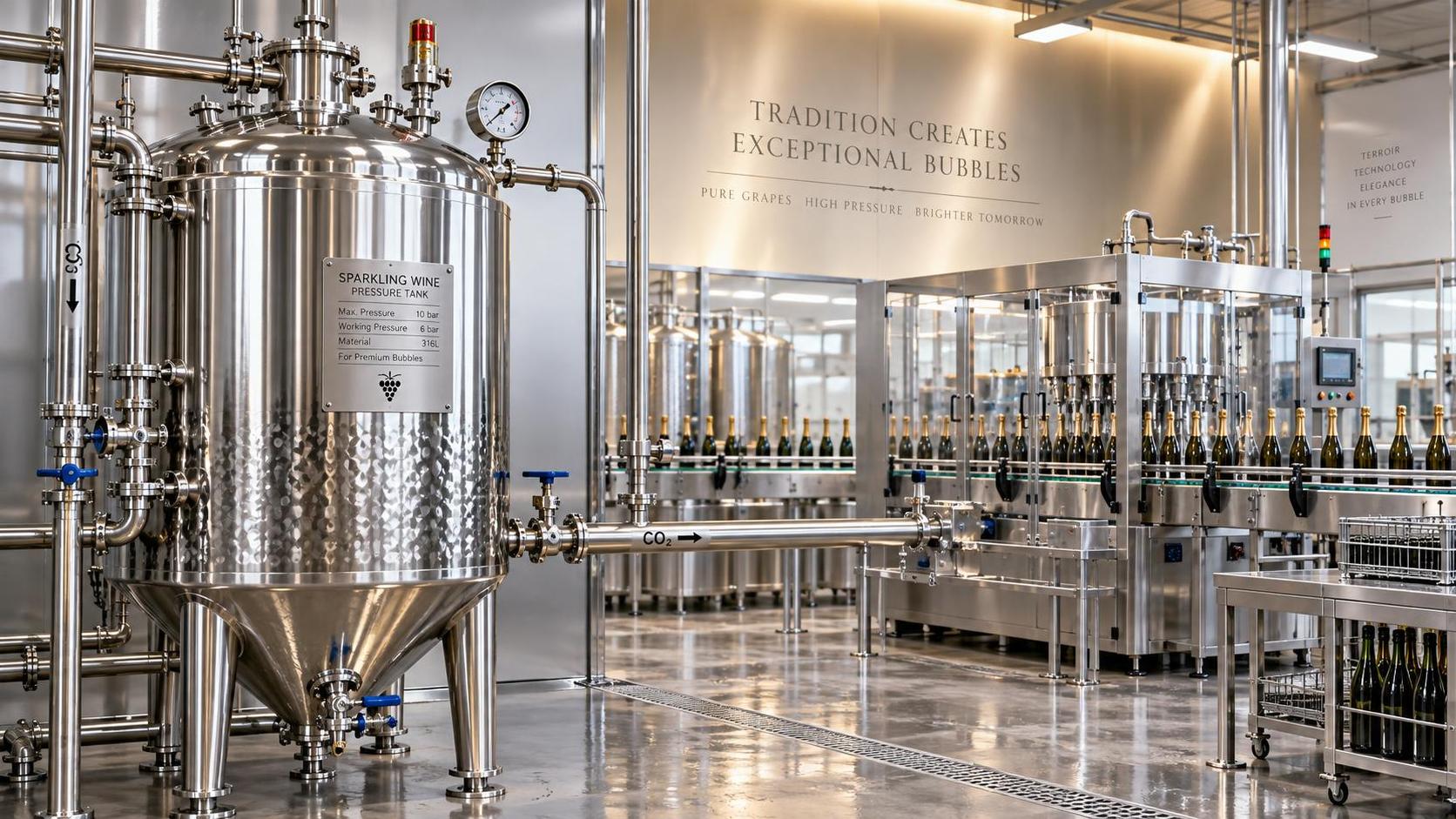 What pressure rating should a sparkling wine tank have