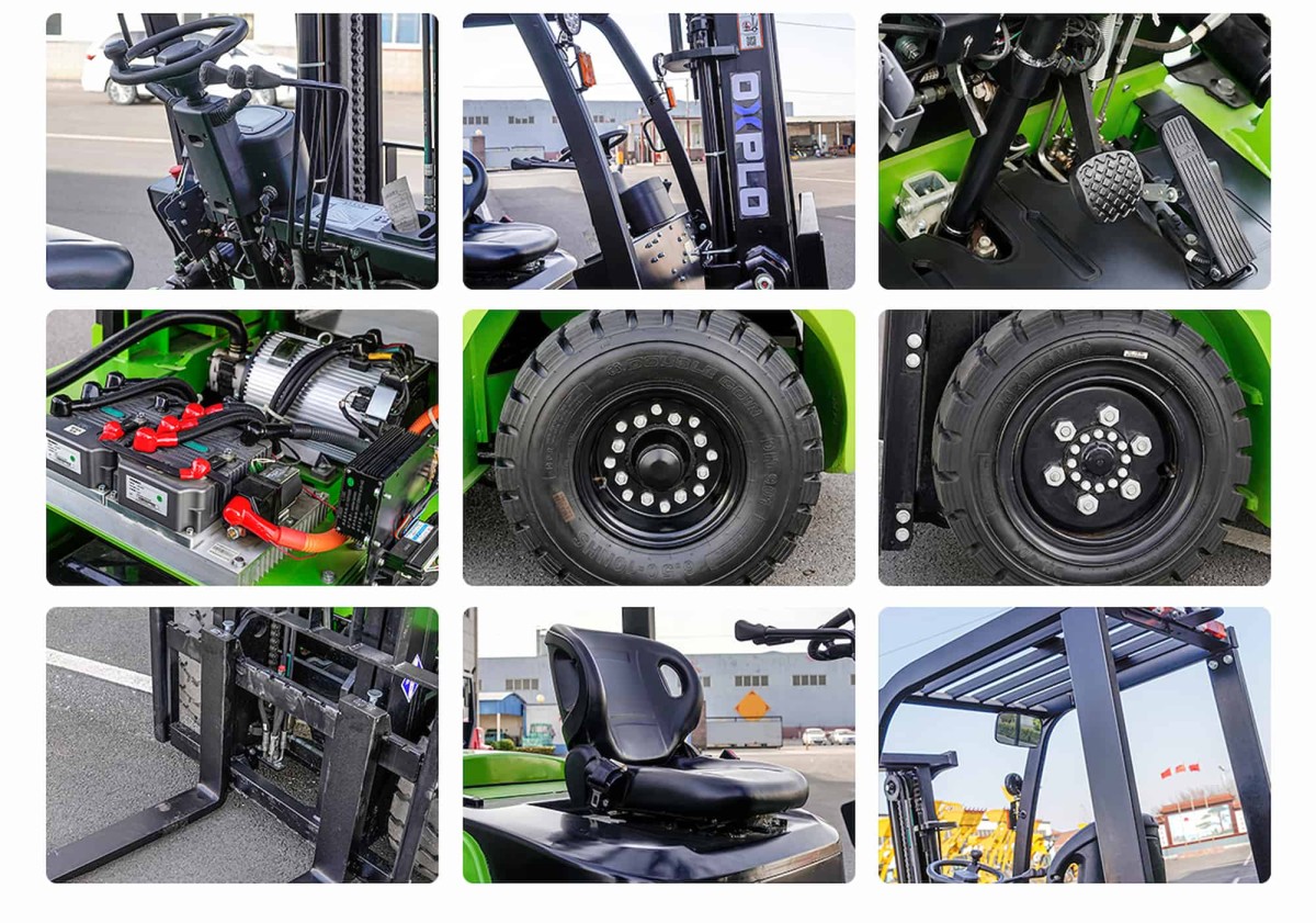 Imagens detalhadas da empilhadeira elétrica OXPLO