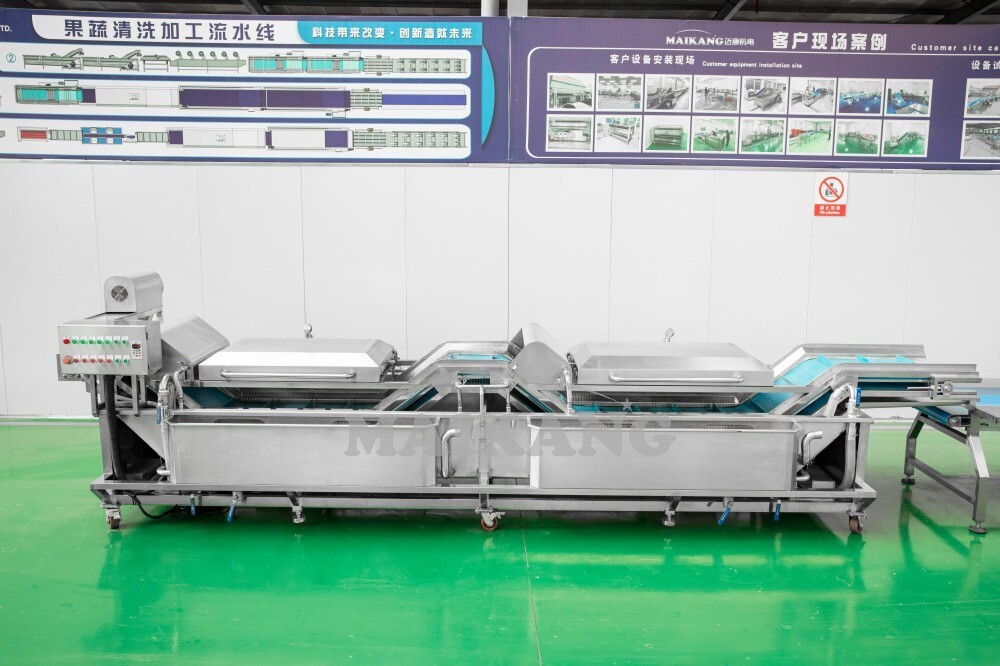 Lavadora de vegetales por aspersión no destructiva