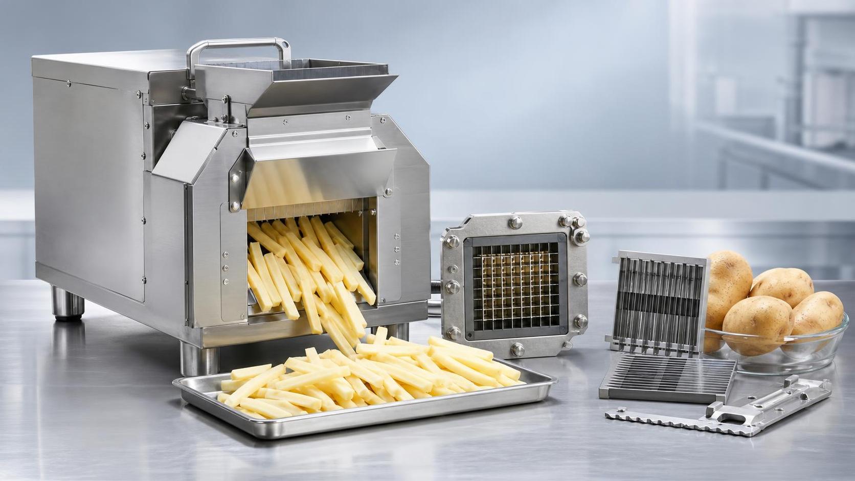 ¿Qué configuración de cuchillas es la mejor para una cortadora comercial de papas fritas?