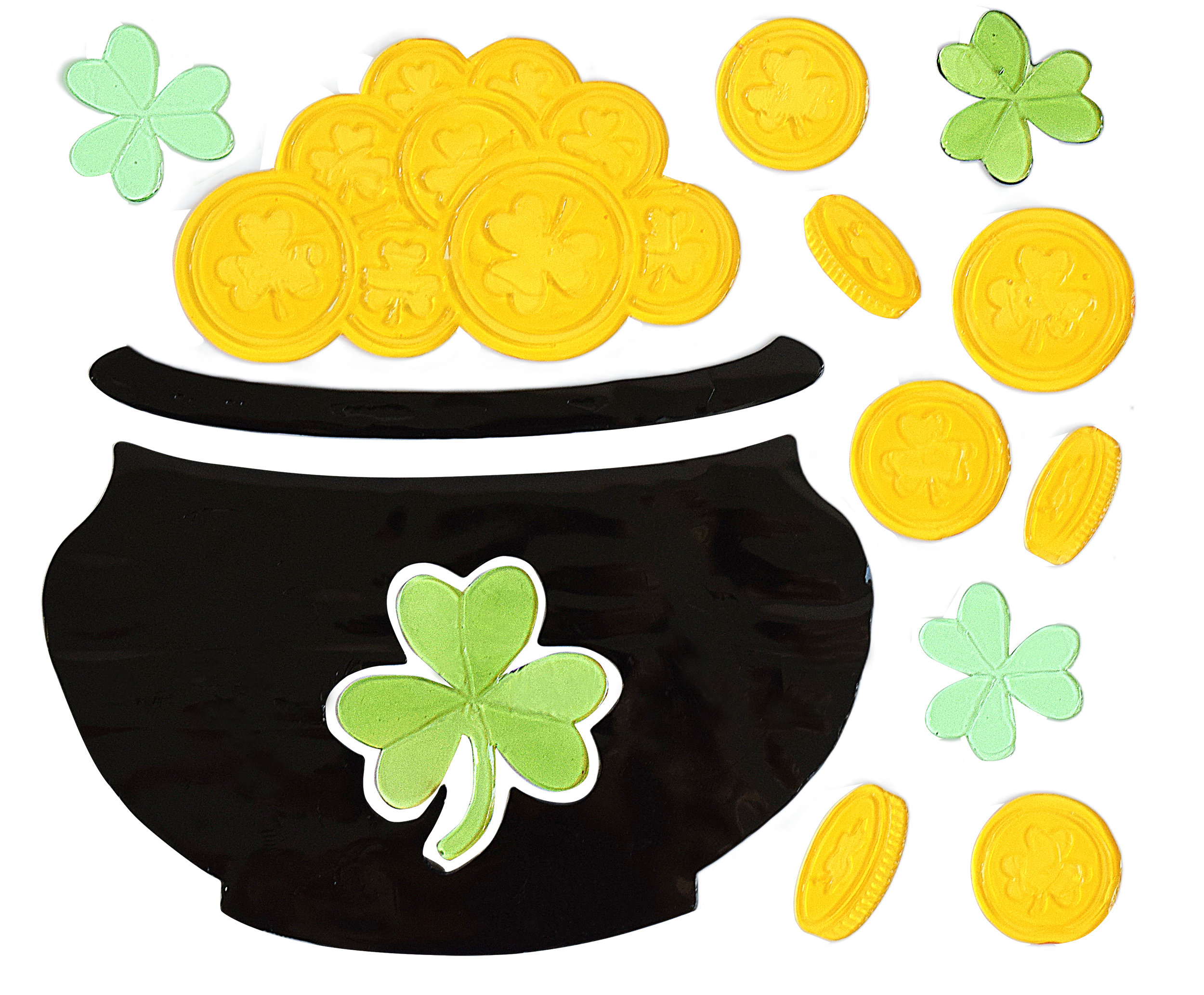 6 шт. гелевых наклеек на окна ко Дню Святого Патрика, Трехлистный клевер, Шляпа лепрекона, Ирландские украшения ко Дню Святого Патрика, Украшения для офиса, Праздничные наклейки на окна для подарков и вечеринок