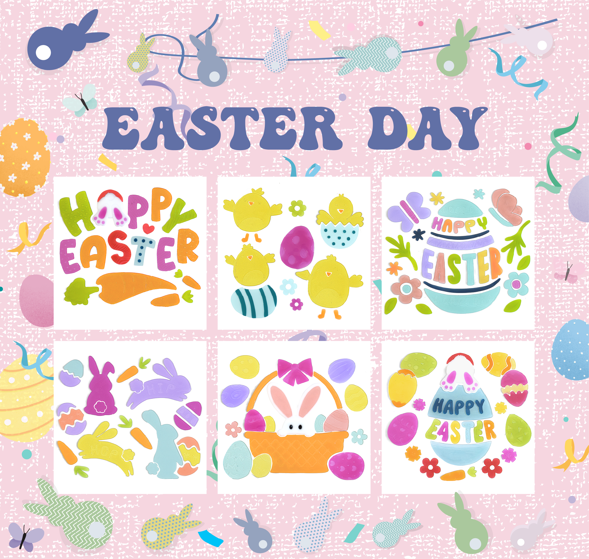 6 штук пасхальных наклеек на окна с кроликами, яйцами, цветами, цыплятами и бабочками для стеклянных окон, зеркал и холодильников, пасхальный декор для дома, офиса и вечеринок 6 штук пасхальных наклеек на окна с кроликами, яйцами, цветами, цыплятами и бабочками для стеклянных окон, зеркал и холодильников, пасхальный декор для дома, офиса и вечеринок