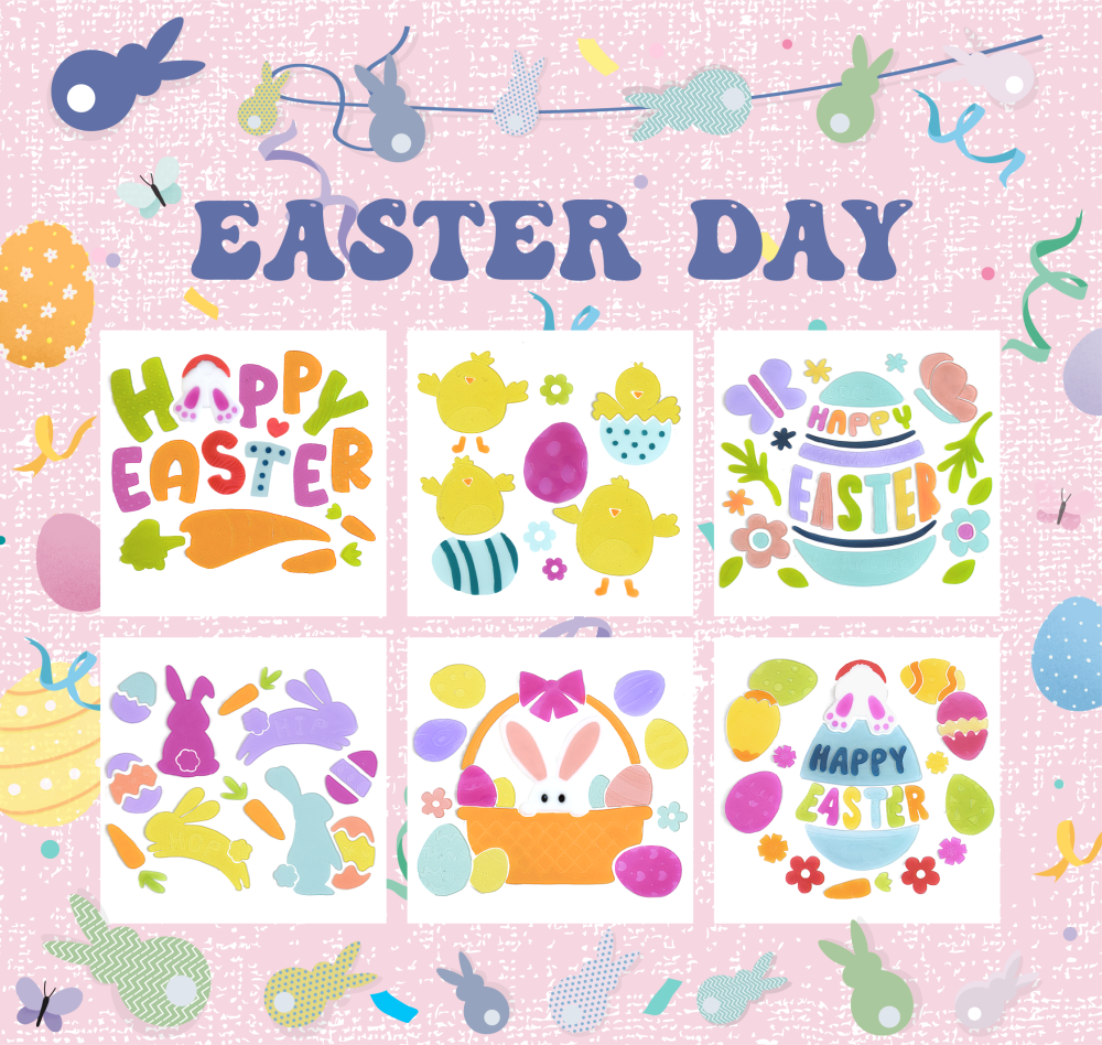 6 штук пасхальных наклеек на окна с кроликами, яйцами, цветами, цыплятами и бабочками для стеклянных окон, зеркал и холодильников, пасхальный декор для дома, офиса и вечеринок