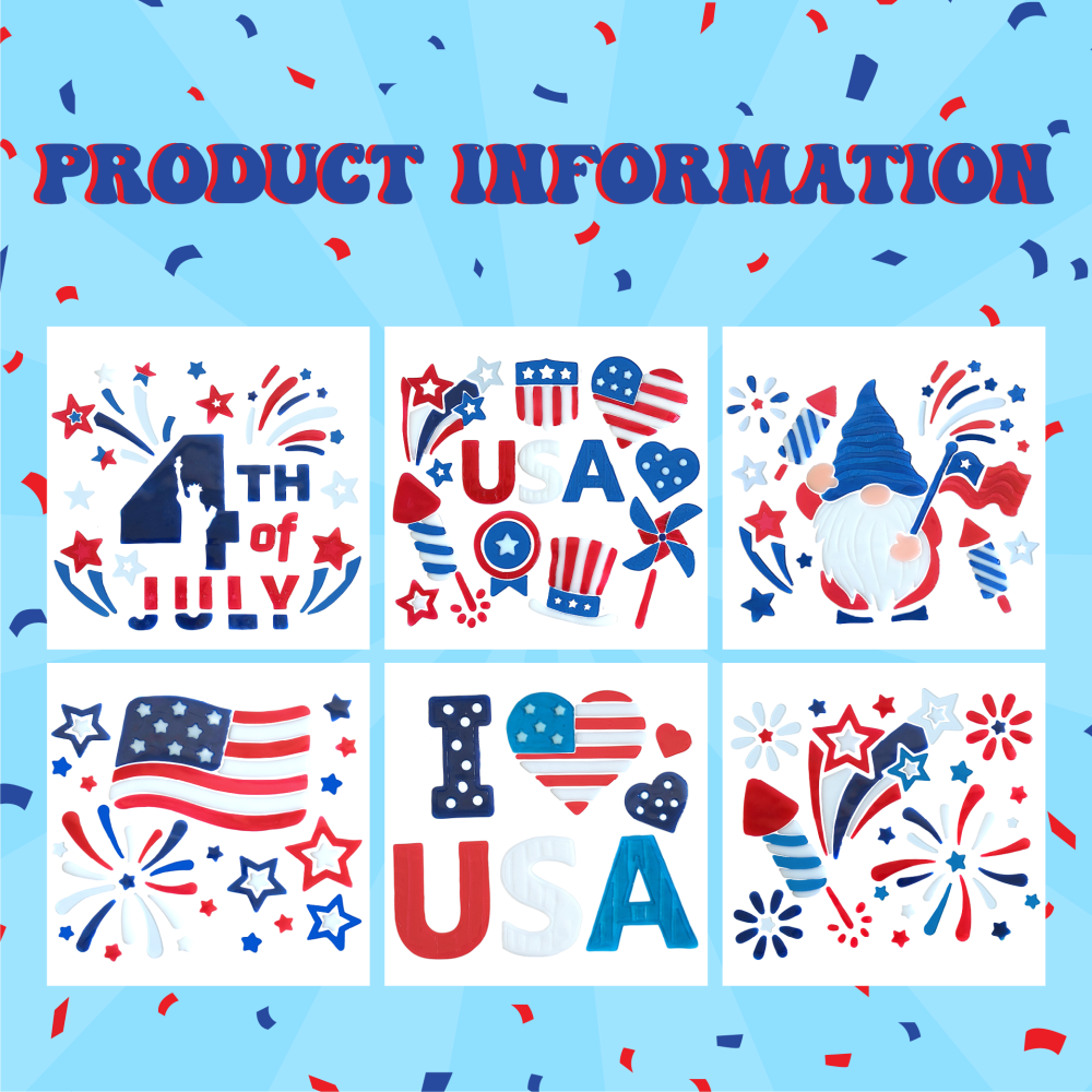 6 листов праздничных наклеек на окна к 4 июля, патриотические гелевые наклейки с американским флагом для стеклянных окон в День независимости, День памяти, День ветеранов, праздничный декор в цветах США — красный, белый и синий