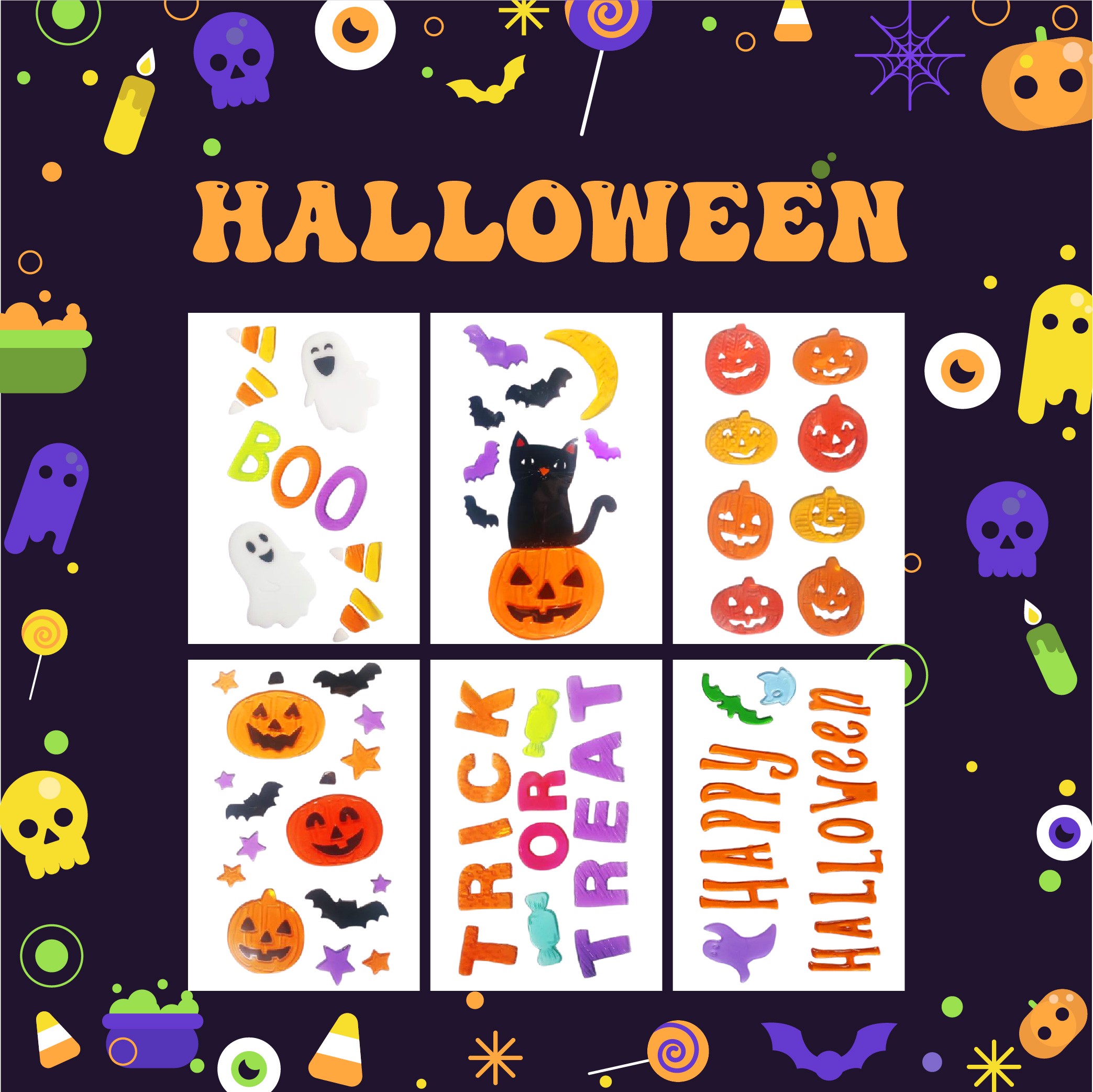 Гелевые наклейки на окно открыто: Призрак, Тыква, Летучая Мышь, Ведьма, Кот, Буу, Кровь, Наклейки для украшения дома и вечеринки на показе.