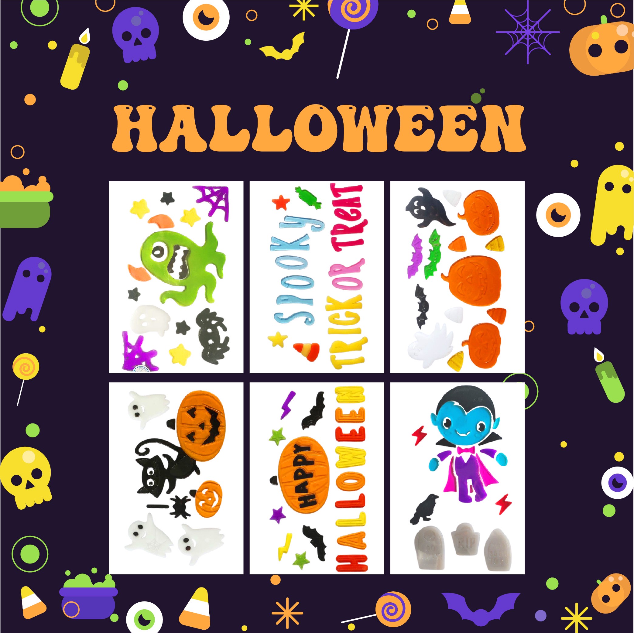 Гелевые наклейки на окно открыто: Призрак, Тыква, Летучая Мышь, Ведьма, Кот, Буу, Кровь, Наклейки для украшения дома и вечеринки на показе.