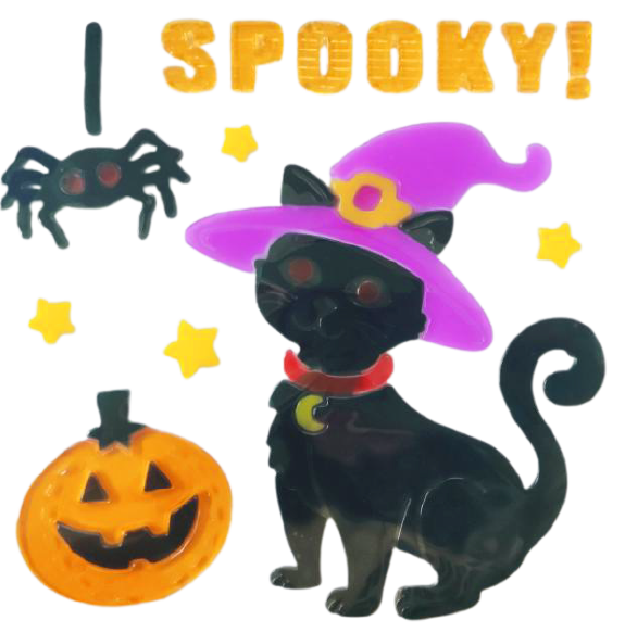 Гелевые наклейки на окна Хэллоуина: Призрак, Тыква, Летучая Мышь, Ведьма, Кот, Буу, Кровь, Наклейки для украшения дома и вечеринки на Хэллоуин