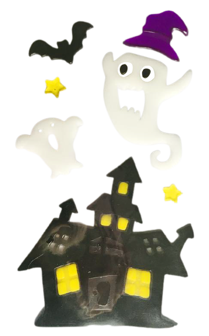 Гелевые наклейки на окна Хэллоуина: Призрак, Тыква, Летучая Мышь, Ведьма, Кот, Буу, Кровь, Наклейки для украшения дома и вечеринки на Хэллоуин