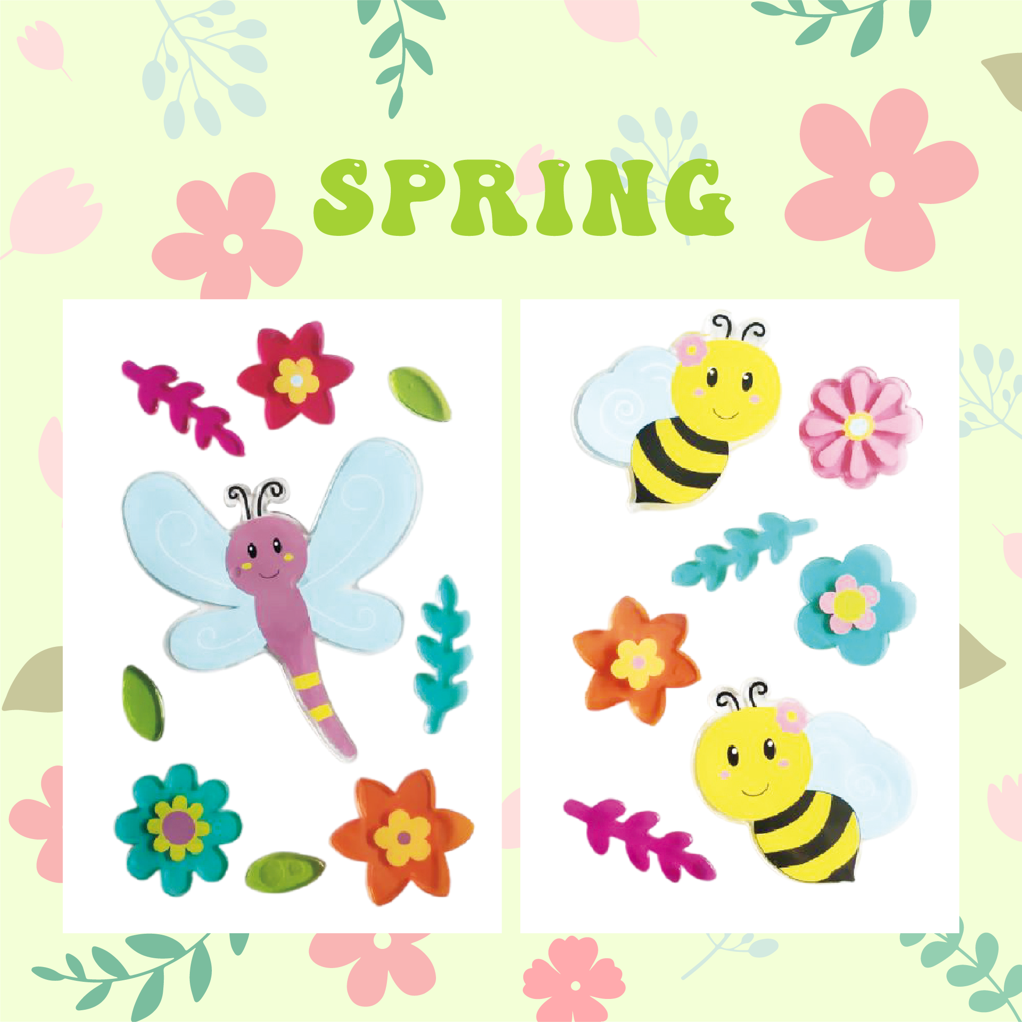 Весенние наклейки на окна, гелевые наклейки на стекло для холодильников и дома, весенний декор для окон - цветы, бабочки, птицы, которые нравятся детям