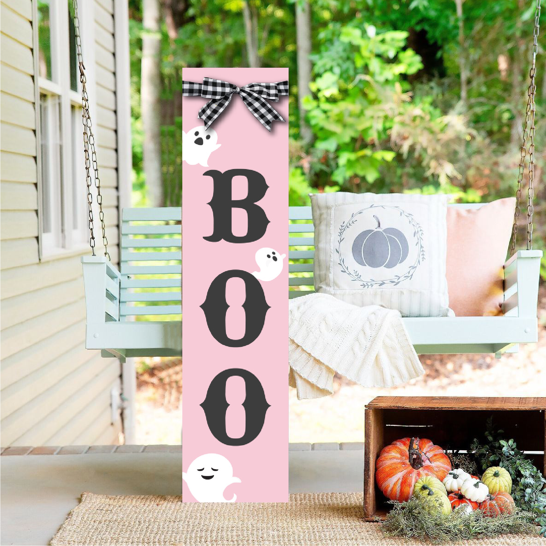 Вывеска на Хэллоуин Жуткая вывеска для крыльца Вертикальная деревянная вывеска для крыльца Украшение для дверей, Деревенская настенная вывеска для дома Украшение для сада на открытом воздухе