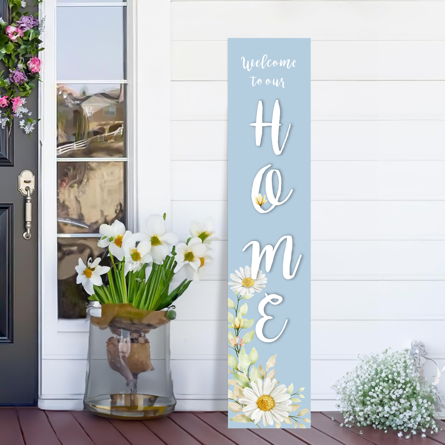 Деревянный большой вертикальный декор для крыльца 