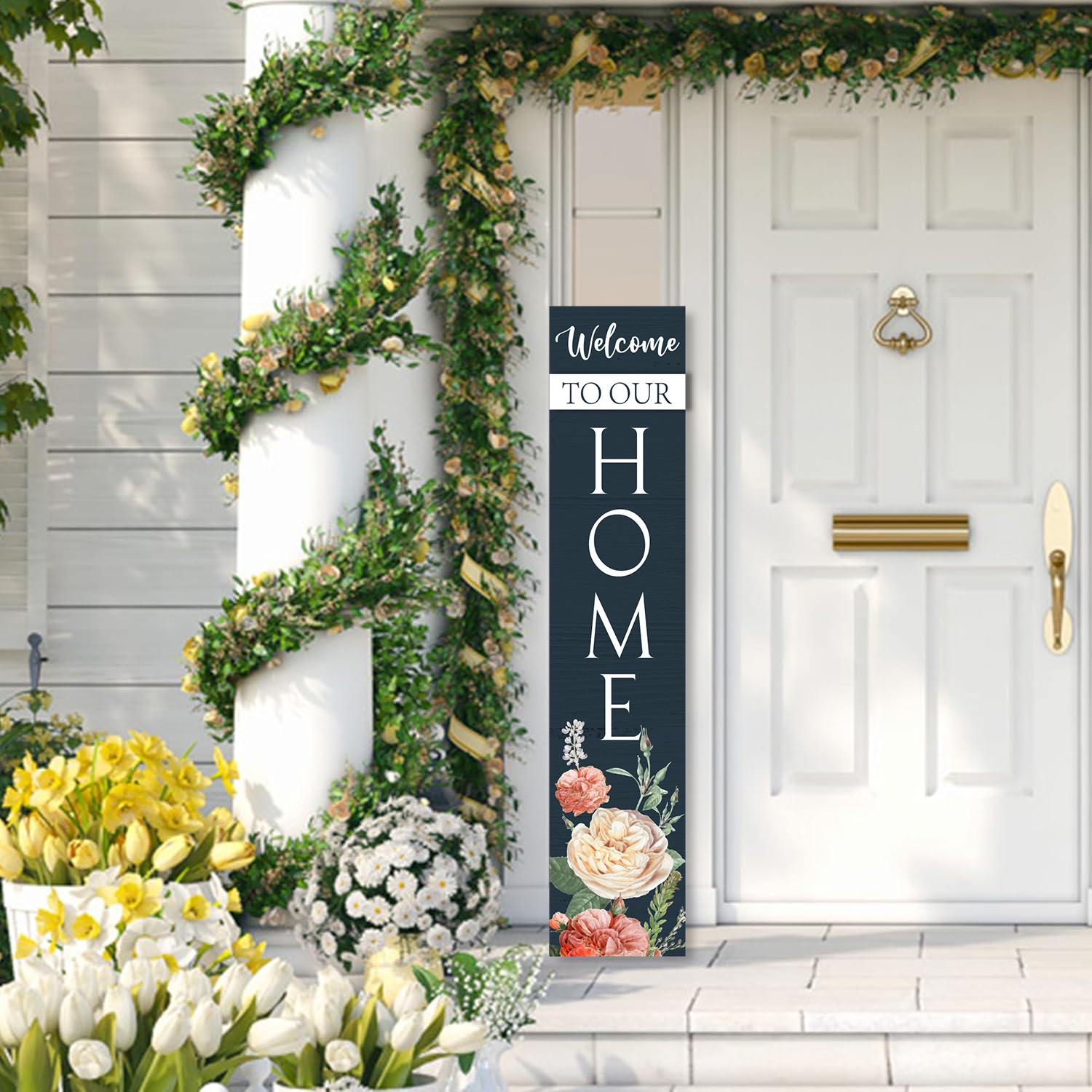 Деревянный большой вертикальный декор для крыльца 