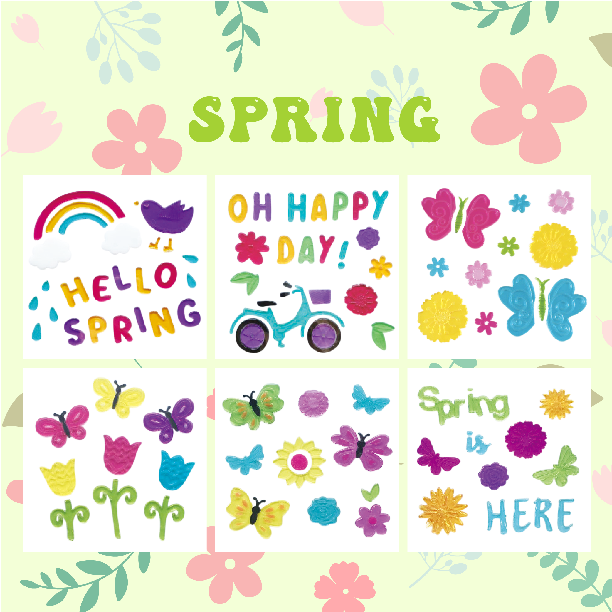 Весенние наклейки на окна, гелевые наклейки на стекло для холодильников и дома, весенний декор для окон - цветы, бабочки, птицы, которые нравятся детям