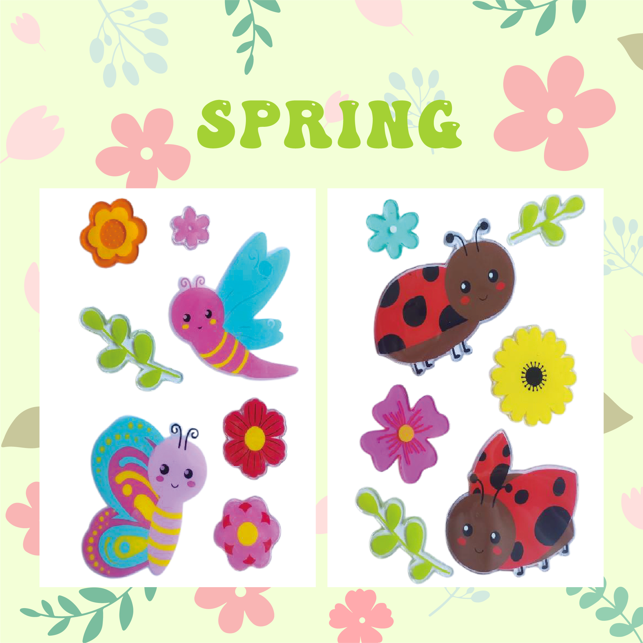 Весенние наклейки на окна, гелевые наклейки на стекло для холодильников и дома, весенний декор для окон - цветы, бабочки, птицы, которые нравятся детям