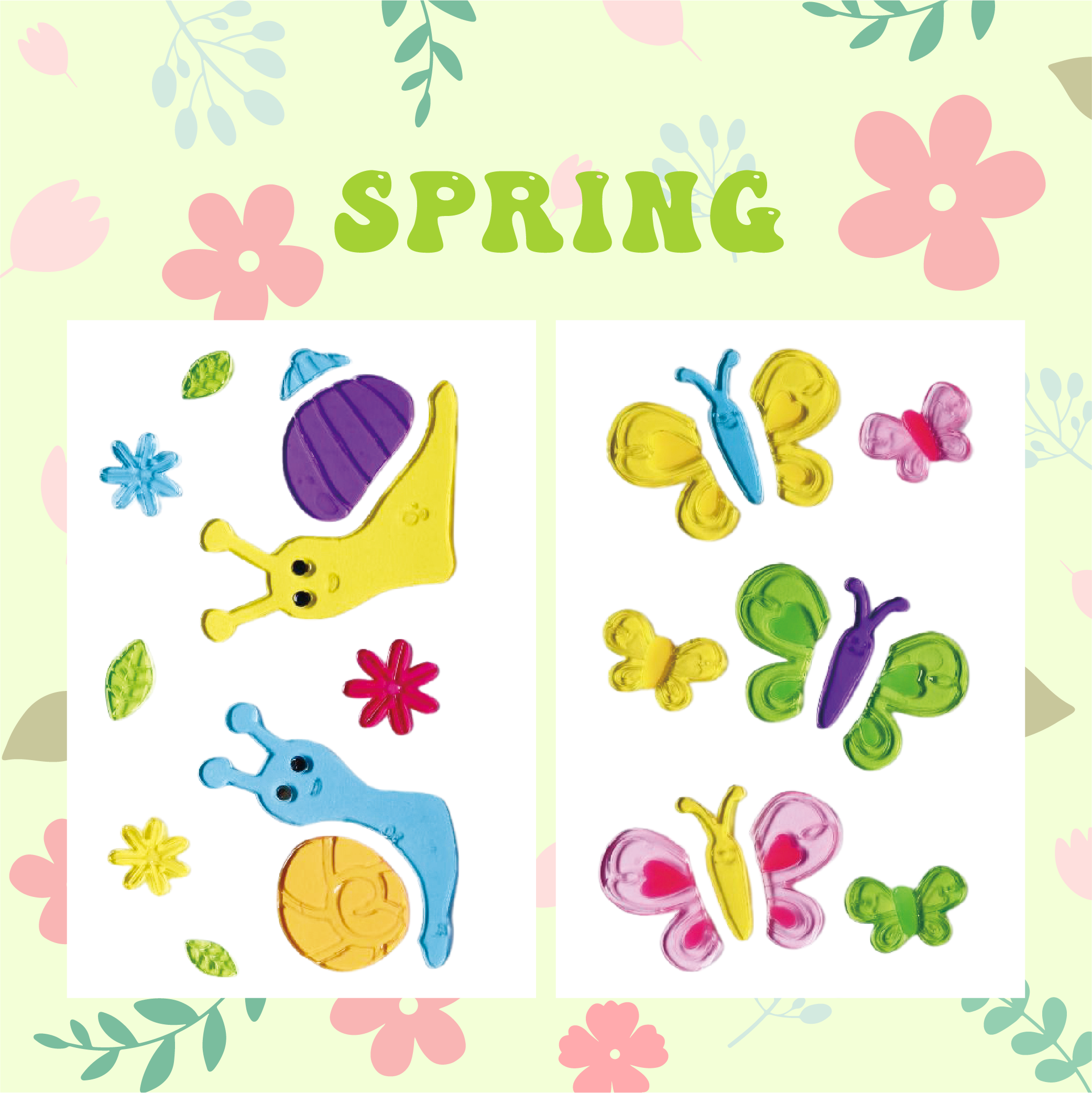 Весенние наклейки на окна, гелевые наклейки на стекло для холодильников и дома, весенний декор для окон - цветы, бабочки, птицы, которые нравятся детям