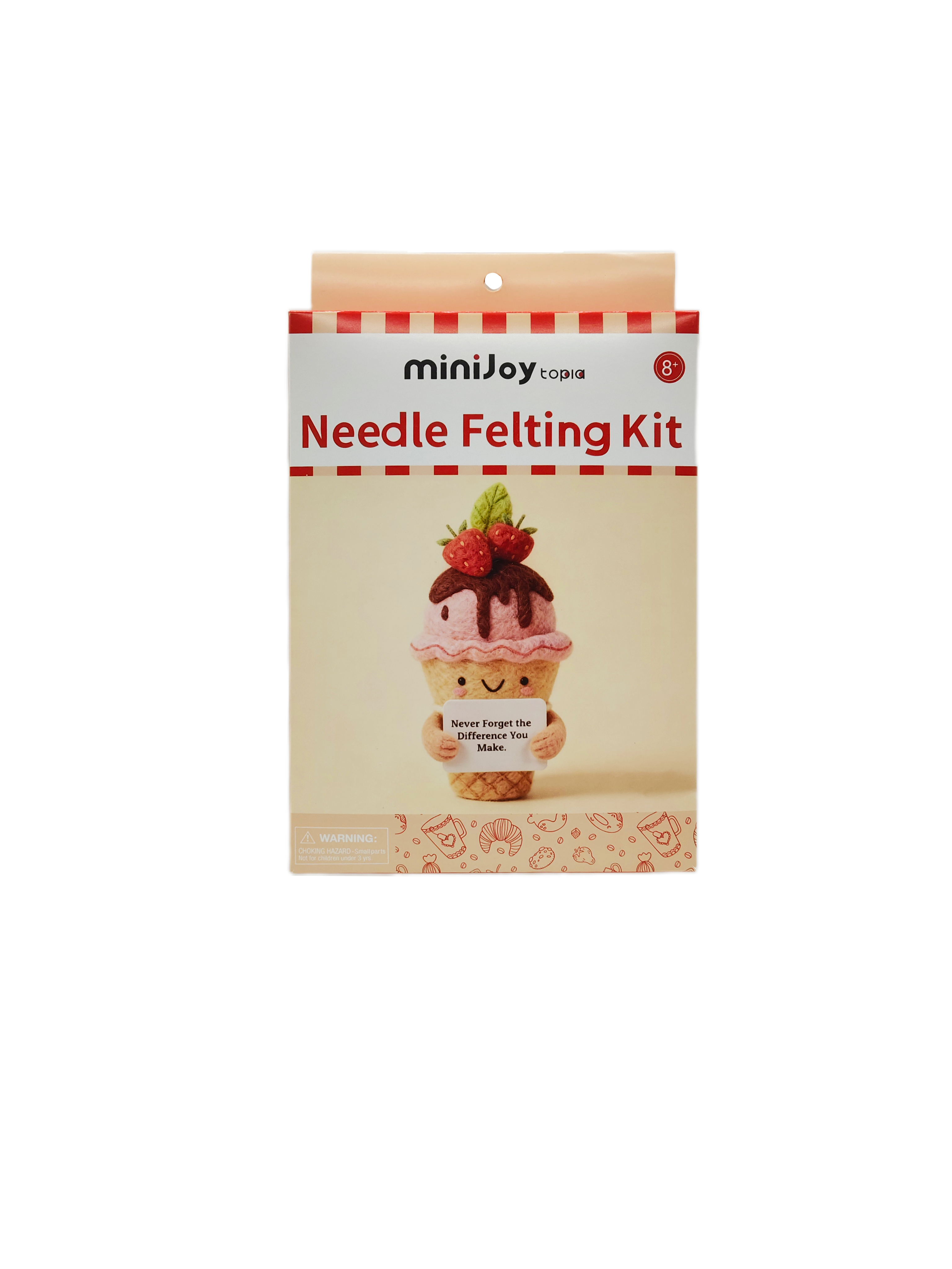 Набор для сухого валяния «Клубничное мороженое», набор для рукоделия из шерстяного фетра своими руками с инструментами, поролоновым ковриком и инструкцией, набор для начинающих для создания куклы в виде десерта, ручная работа для декора или брелока для взрослых, подарок на Рождество и день рождения