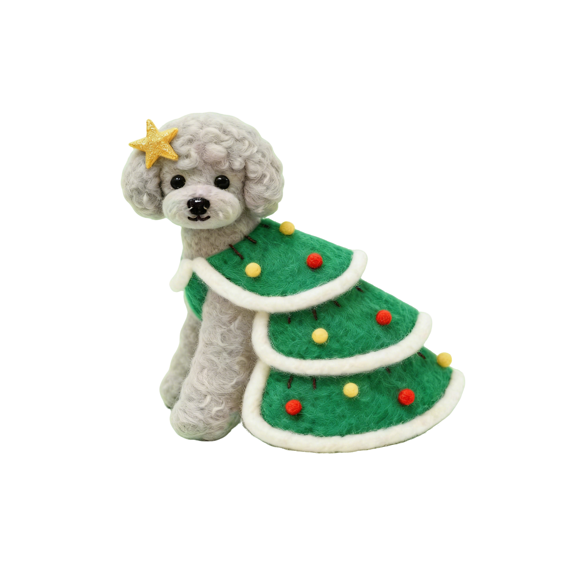 Набор для сухого валяния «Рождественский пудель-ёлка», набор для творчества из шерстяного фетра DIY с инструментами, поролоновым ковриком и инструкцией, набор для начинающих для создания куклы-животного, праздничкий декор ручной работы или подарок для любителей собак, рождественские поделки