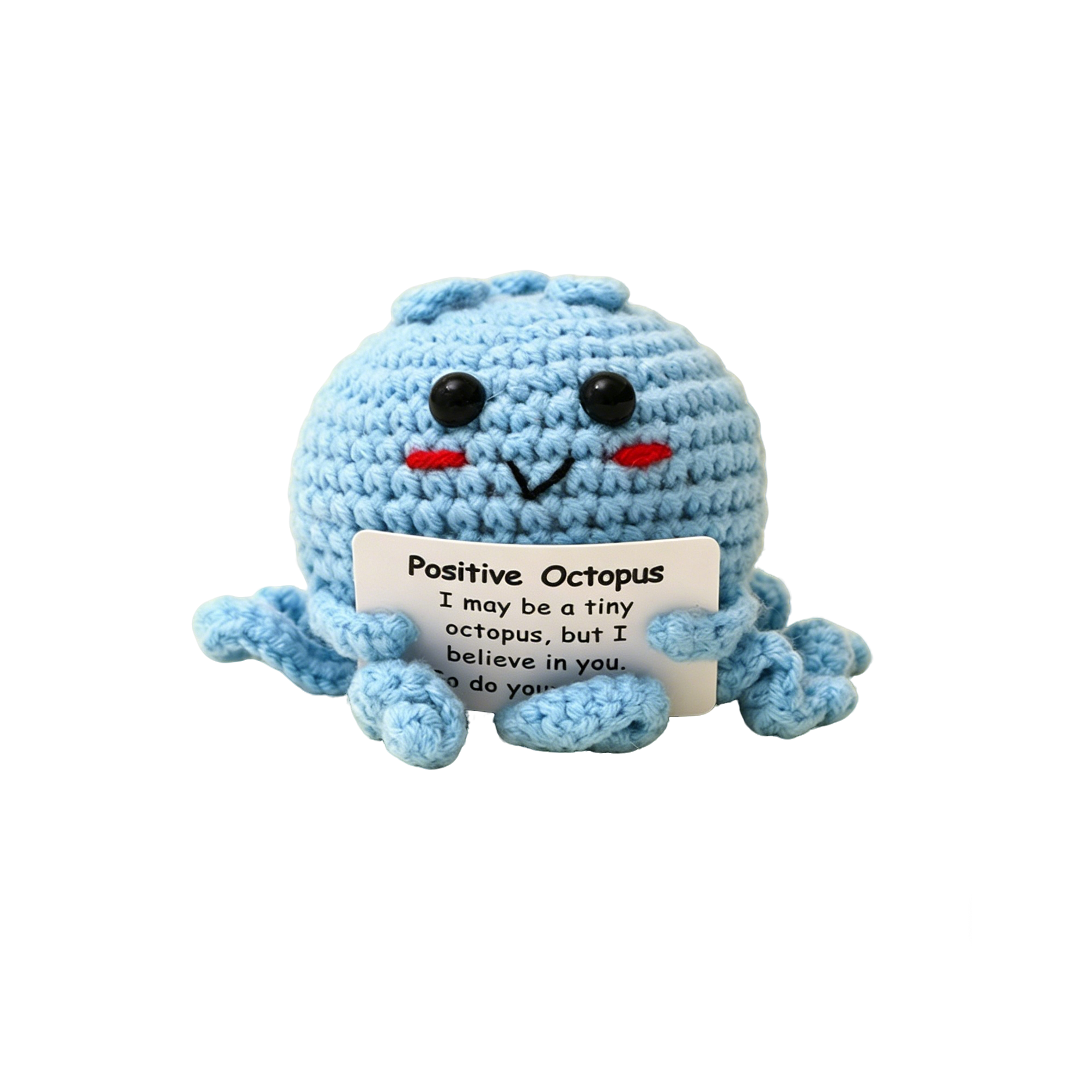 Позитивный вязаный плюшевый осьминог, вязаный вручную осьминог для эмоциональной поддержки, вдохновляющий подарок для коллег, студентов, друзей «Я верю в тебя», настольный декор, игрушка для снятия стресса