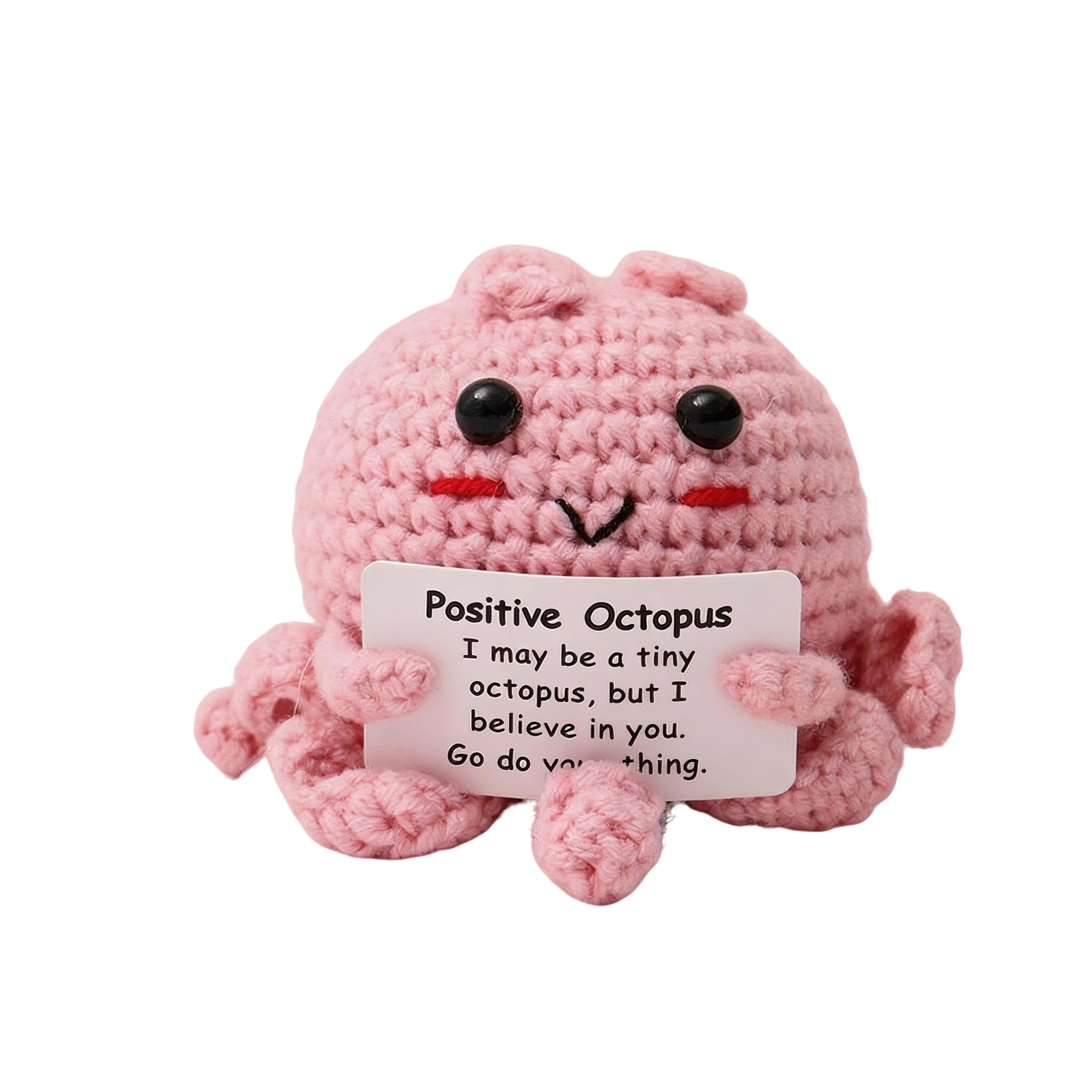 Позитивный вязаный плюшевый осьминог, вязаный вручную осьминог для эмоциональной поддержки, вдохновляющий подарок для коллег, студентов, друзей «Я верю в тебя», настольный декор, игрушка для снятия стресса