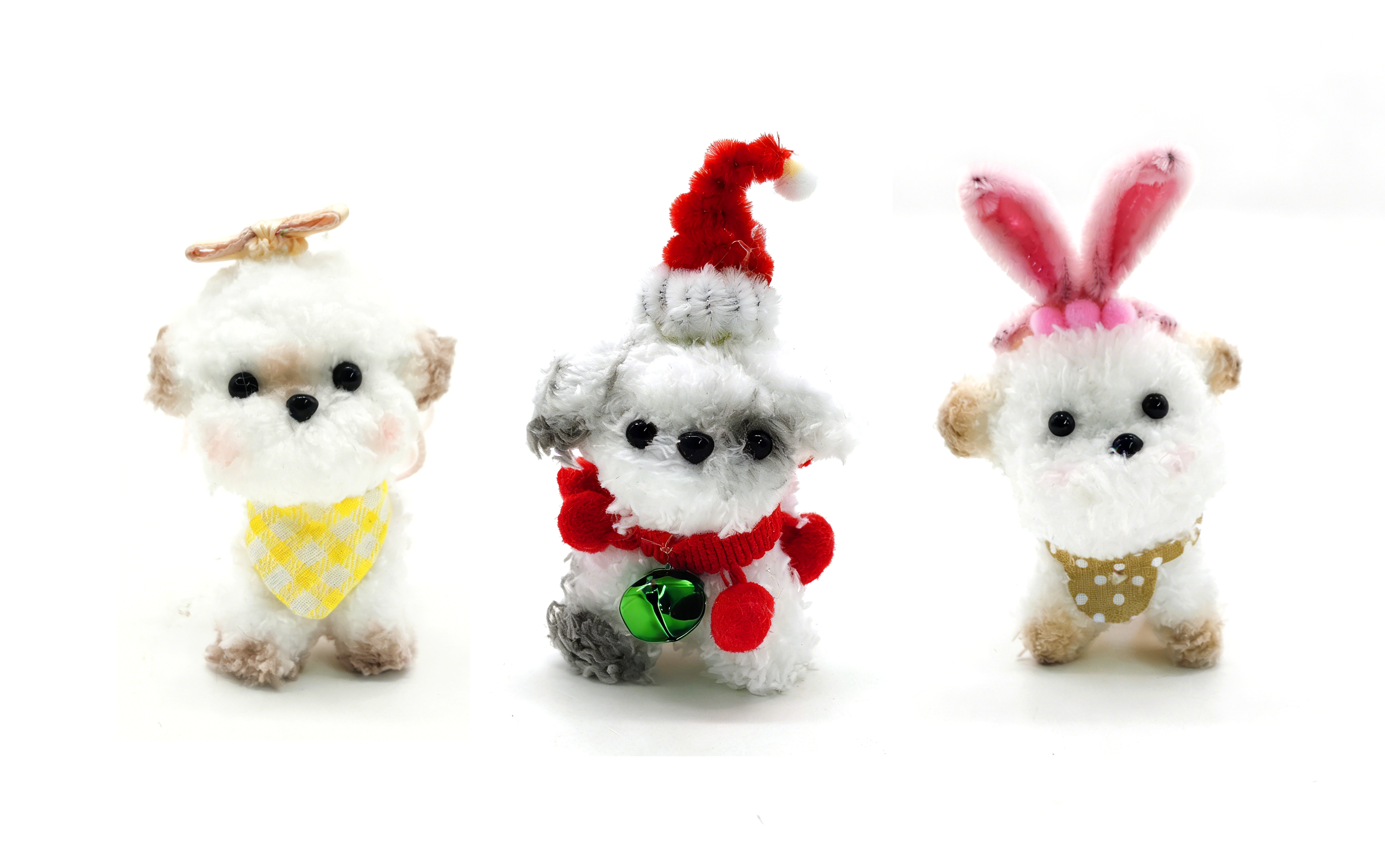 Набор для творчества с собачкой из синельной проволоки, 3-в-1 набор DIY со щенком в костюмах ангела, Рождества и кролика, креативные художественные материалы для декора комнаты, набор для творчества оптом для детей и взрослых, подарочный набор для любителей собак