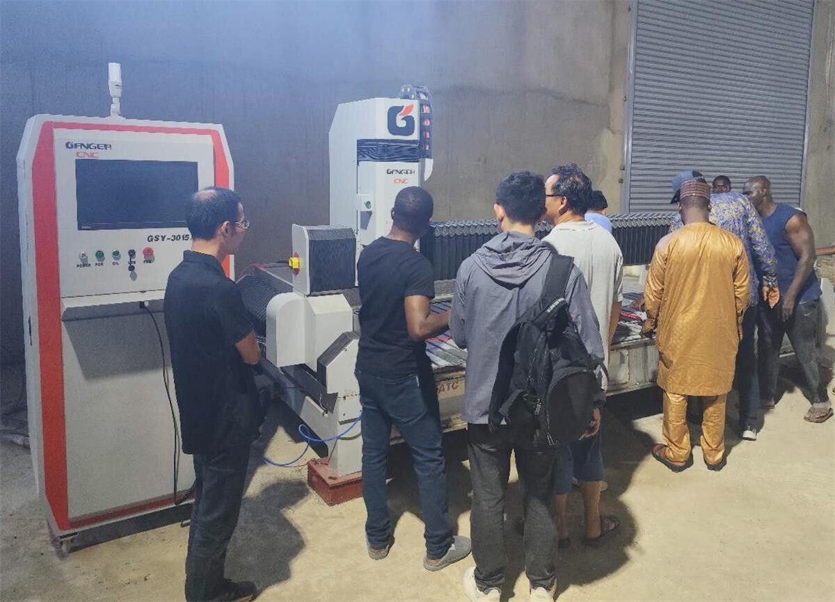 Engineer Installing and Training 5 axis bridge saw and Countertops cnc center in Nigeria.jpg