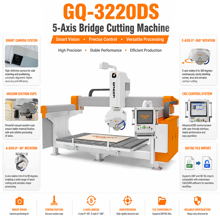 5-осевой мостовой станок для резки GQ-3220DS