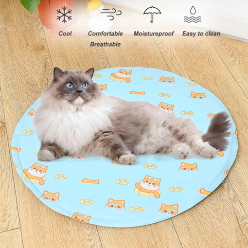 Mat/Pet Cooling Mat with Cute Cartoon Pattern Scratch Resistant Dog Ice Mat