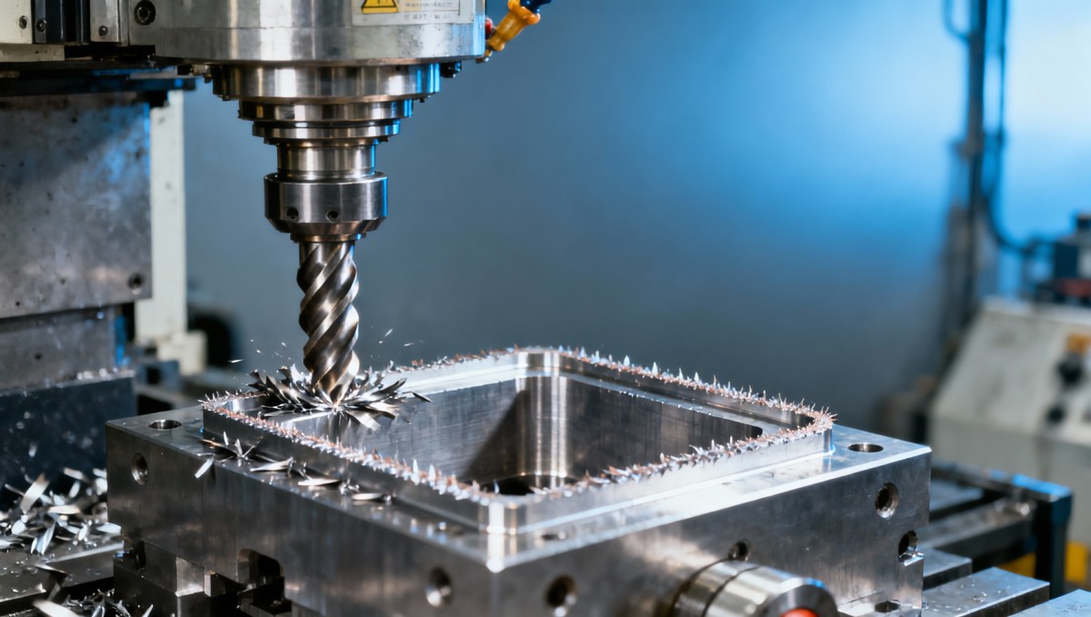 CNC milling burrs at pocket edges usually point to this mismatch